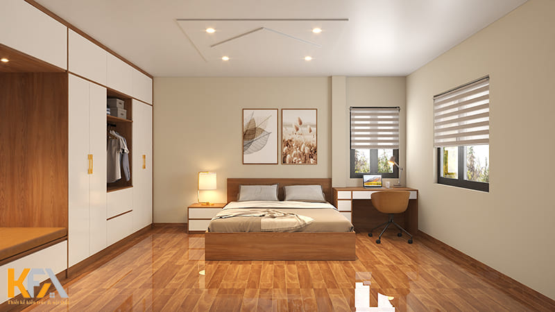 Phòng ngủ tone vàng cam ấm áp