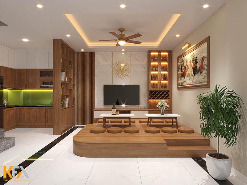 Phòng khách thiết kế kiểu Nhật
