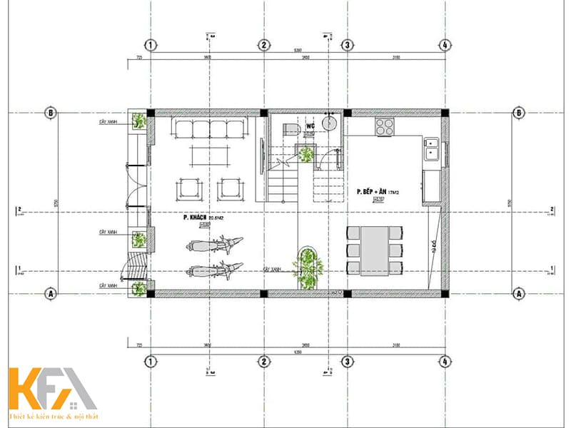 Bản vẽ mặt bằng nội thất tầng 1