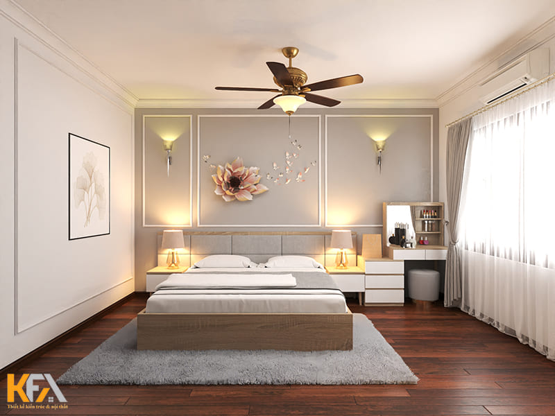 Sử dụng đèn ánh vàng giúp phòng ngủ thêm ấm áp