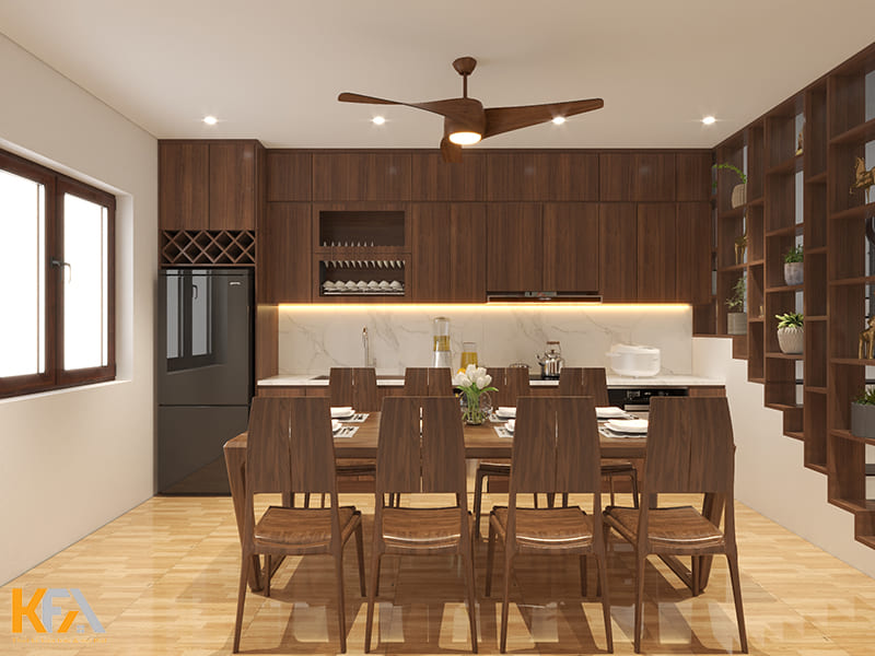 Phòng bếp tích hợp bàn ăn tiện nghi