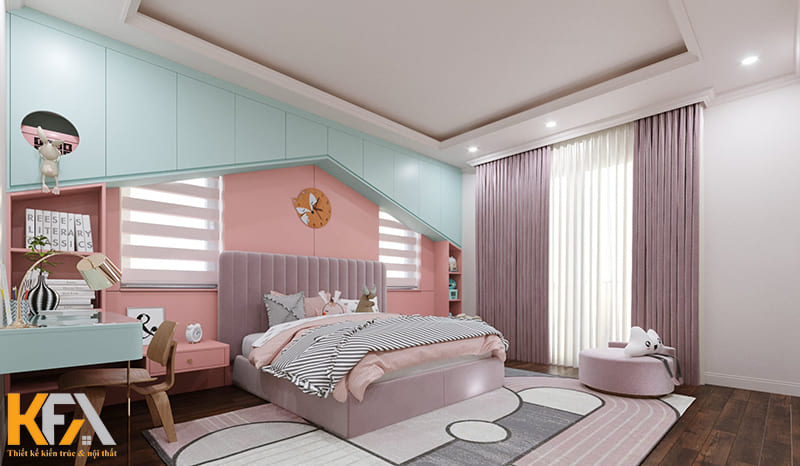 Thiết kế trần 2 mí tăng thêm nét điệu đà, duyên dáng cho phòng ngủ