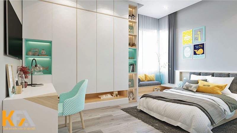 Phòng ngủ cho bé nên ưu tiên các gam màu tươi tắn, phù hợp với tâm hồn trẻ thơ