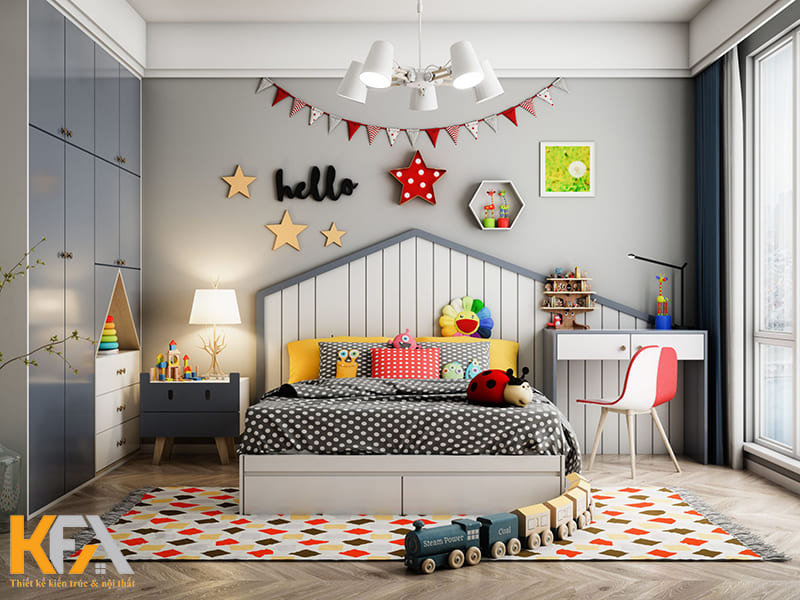 Phòng ngủ cho trẻ em không nên thiết kế quá rộng, tránh cảm giác trống trải