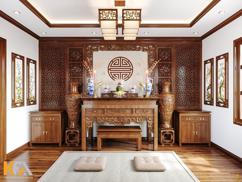 Phòng thờ biệt thự nên đặt ở những không gian yên tĩnh, ít tiếng ồn và ít người qua lại nhất