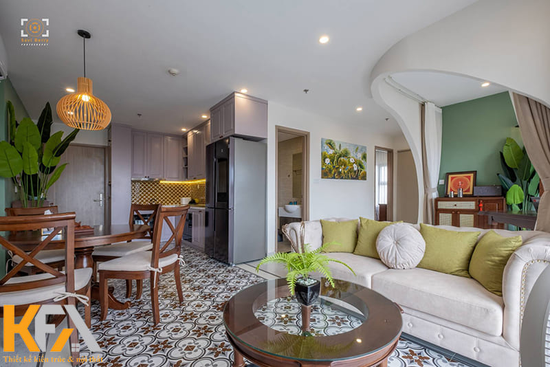 Nội thất được tiết chế tối giản nhằm tạo ra lối di chuyển giữa các không gian