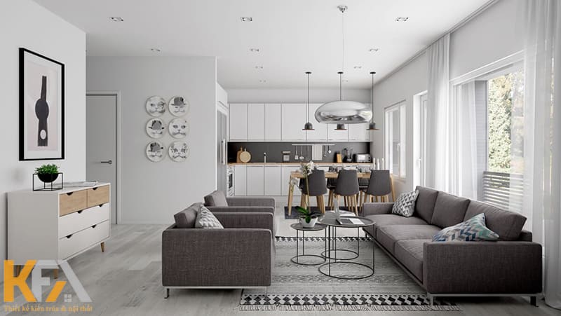 Thiết kế tạo không gian mở kết hợp với gam màu trắng chủ đạo