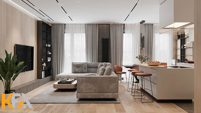 Sử dụng đảo bếp thay cho cách vách ngăn nặng nề 