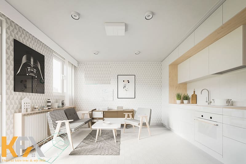 Màu trắng giúp tăng thêm độ thông thoáng và rộng rãi cho thiết kế