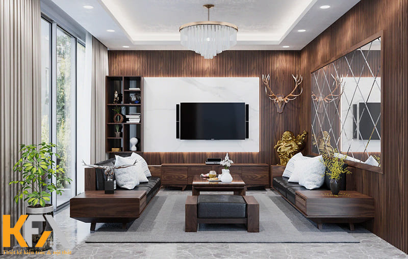 Nội thất bằng gỗ Óc chó khiến căn phòng sang trọng hơn