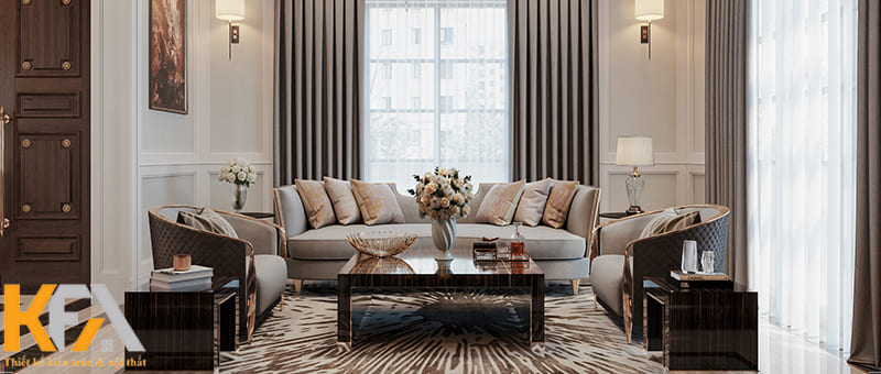 Phòng khách 15m2 phong cách hiện đại, sang trọng