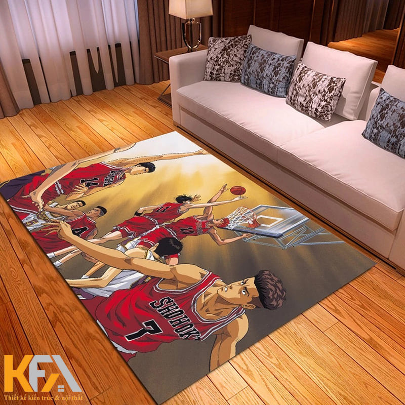 Trang trí phòng khách Anime bằng thảm hoạt hình