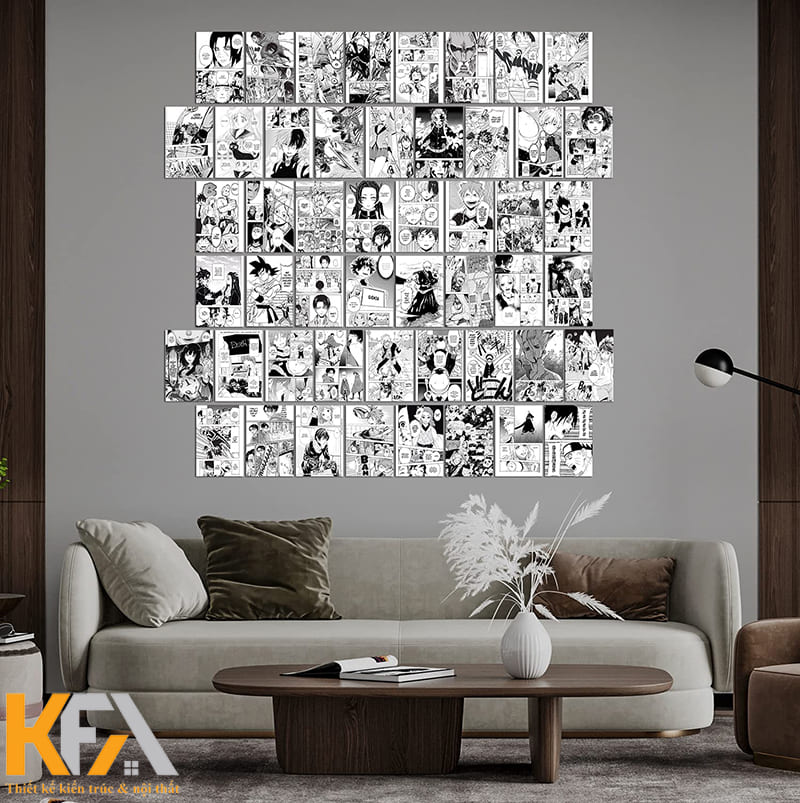 Trang trí phòng khách bằng cách ghép những mẩu truyện tranh Anime