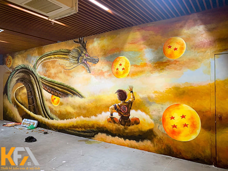 Sử dụng sơn để vẽ tranh tường Anime cũng là một trong những cách làm được nhiều gia đình áp dụng