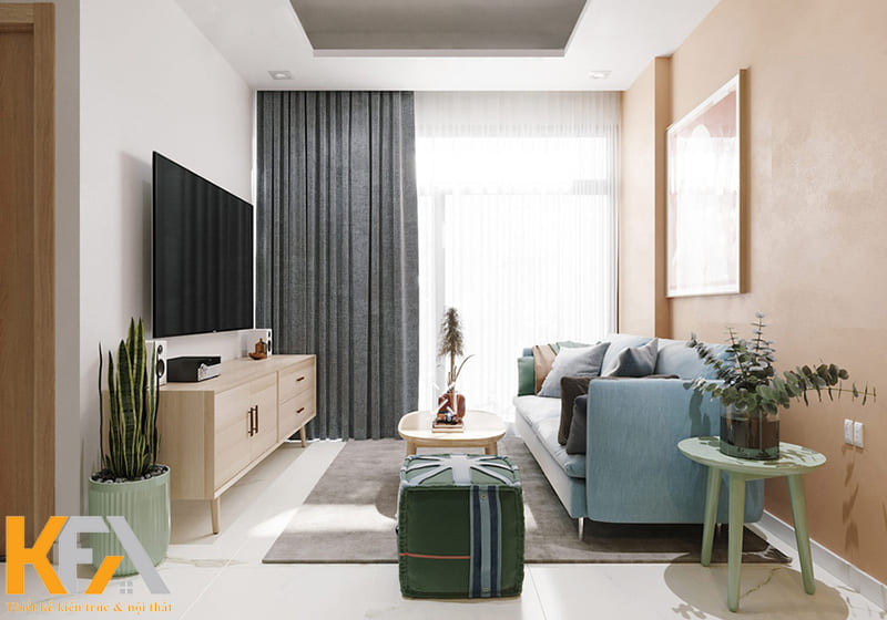 Diện tích phòng khách chung cư thường không quá lớn vì chung cư là loại hình nhà ở có không gian hạn chế