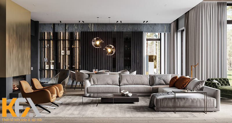 Một phòng khách vừa vặn, hợp lý sẽ cân đối với tổng thể căn nhà, đảm bảo tính thẩm mỹ