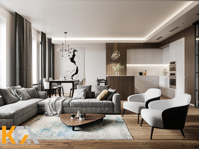 20m2 là thông số diện tích phổ biến của phòng khách, được nhiều gia đình lựa chọn