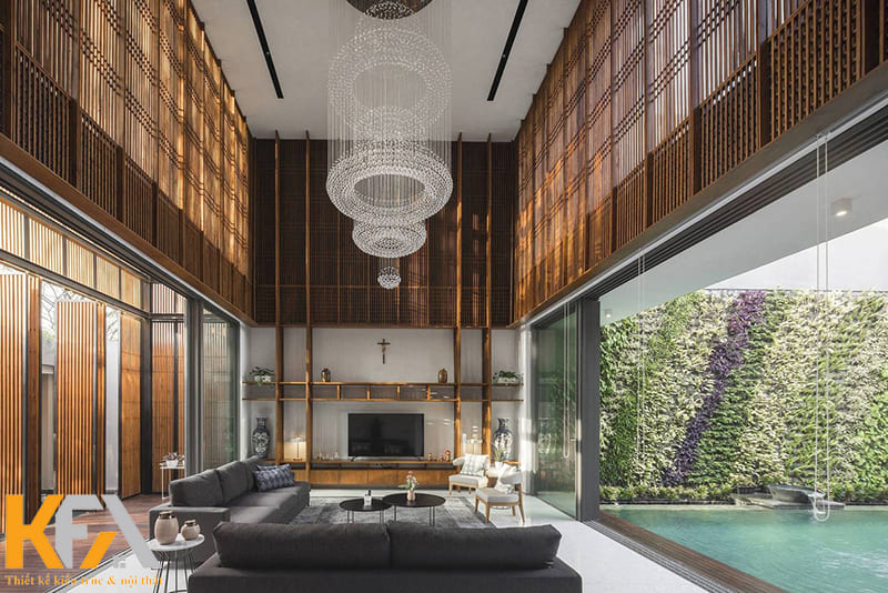 Ưu điểm lớn nhất của phòng khách thông tầng là mang đến không gian sống thông thoáng, rộng rãi cho gia chủ