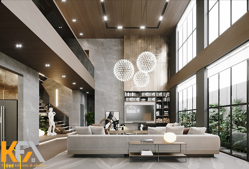 Chú ý sử dụng vật liệu giảm âm để tránh tiếng vang lớn trong phòng khách