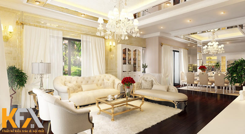 Phòng khách cổ điển thường áp dụng với các ngôi nhà có diện tích lớn
