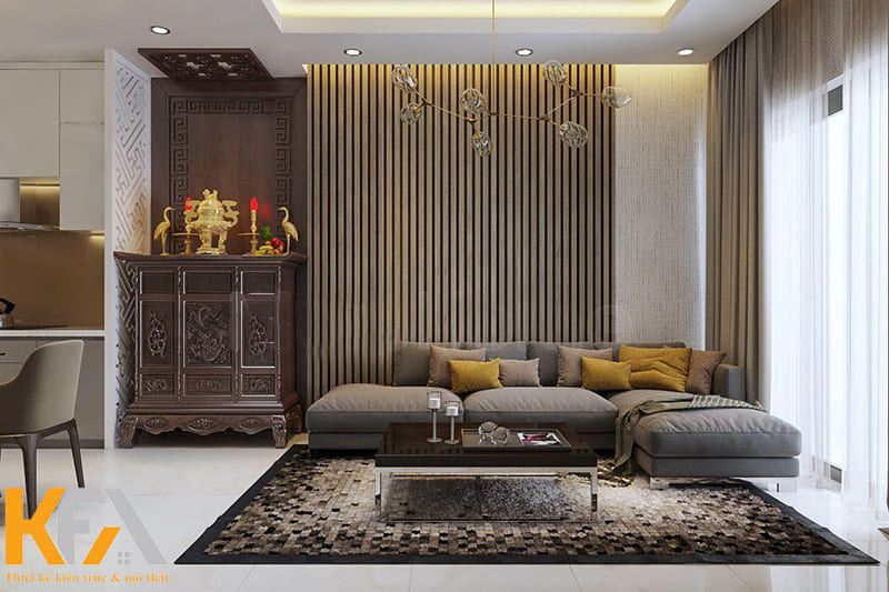 Tủ thờ đứng nhỏ gọn nhưng vẫn đảm bảo được công năng cần thiết