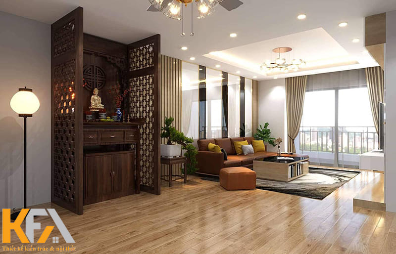 Vách ngăn không chỉ giúp nơi thờ tự tôn nghiêm hơn mà còn tăng giá trị thẩm mỹ