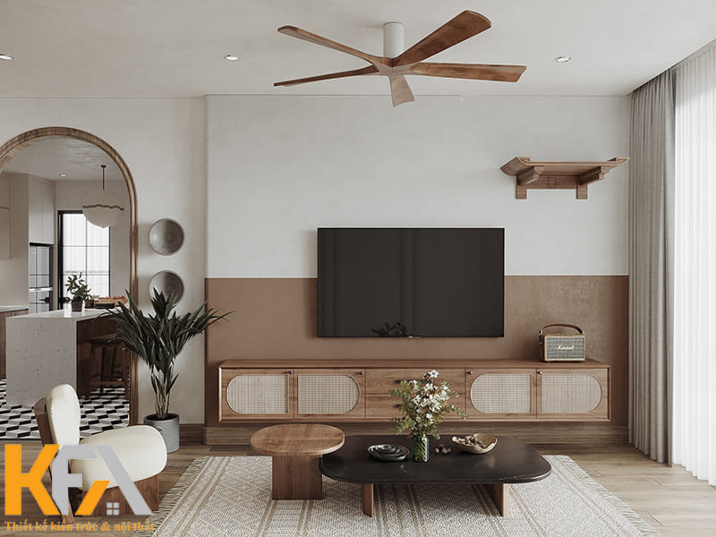 Mẫu bàn thờ treo đơn giản cho phòng khách căn hộ phong cách Nhật Bản