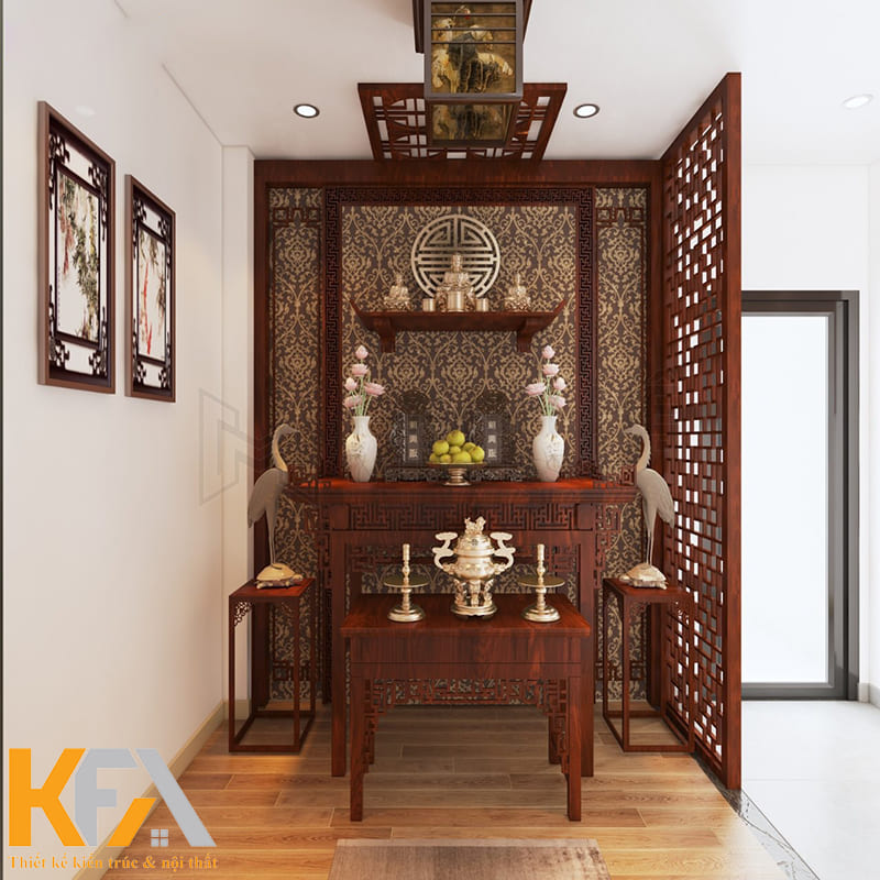 Nơi thờ tự được ngăn cách thành một khu vực riêng và có vách ngăn che chắn