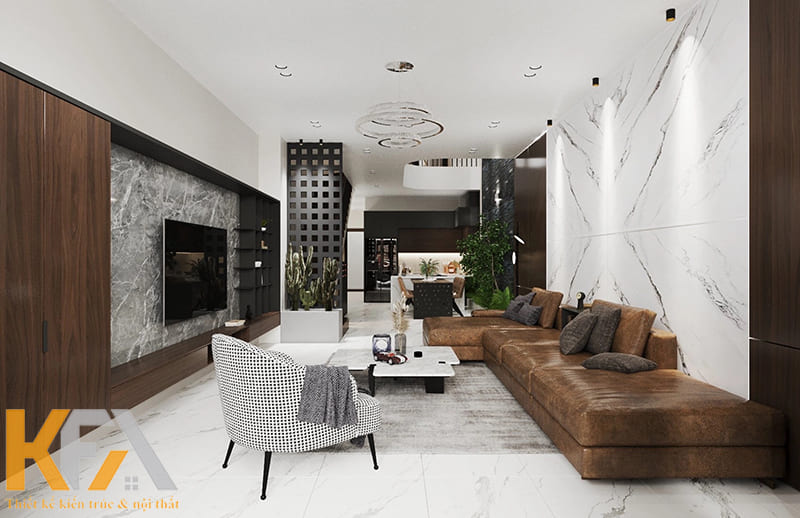 Không gian được bố trí theo chiều dọc, không có vách ngăn phân cách