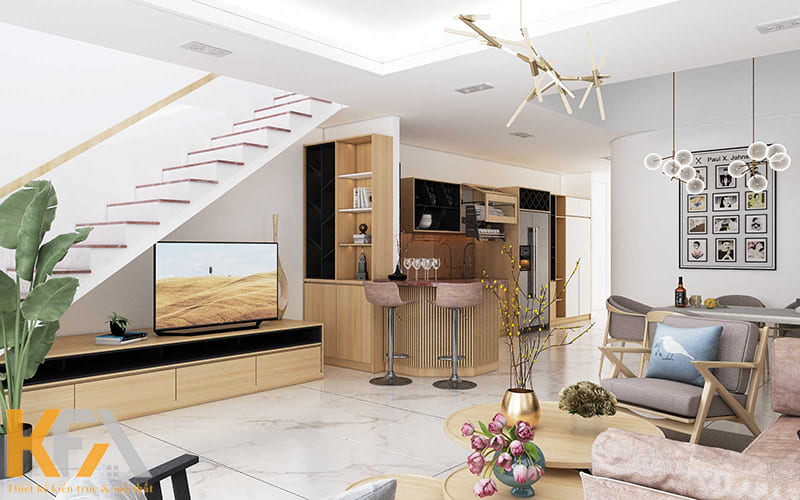 Cách bố trí này giúp căn nhà nhỏ tối ưu diện tích sinh hoạt