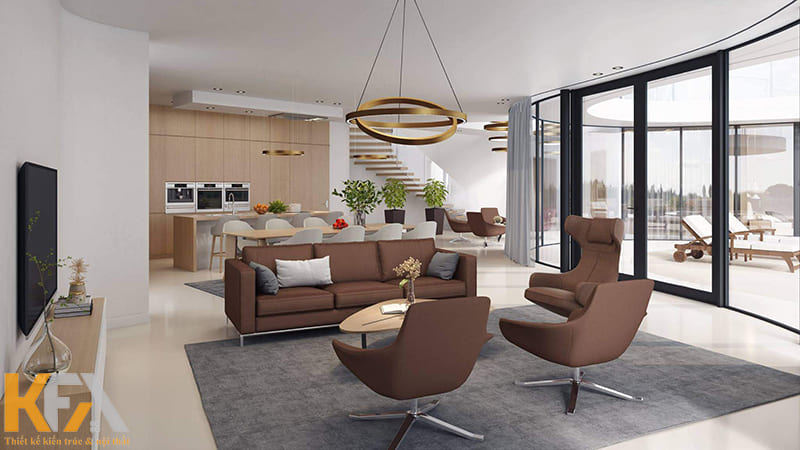 Gia chủ có thể dành diện tích lớn hơn cho phòng khách vì đây là bộ mặt của gia đình