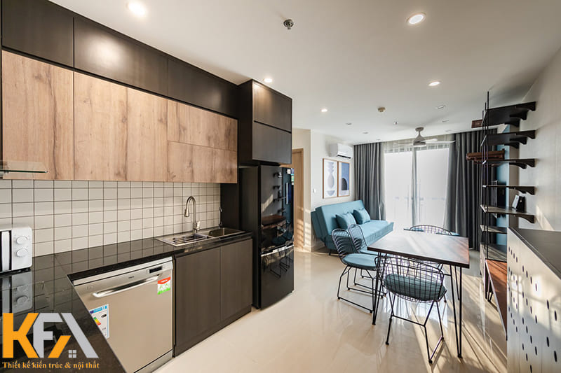 Sử dụng tủ bếp chữ I kịch trần tăng khả năng lưu trữ