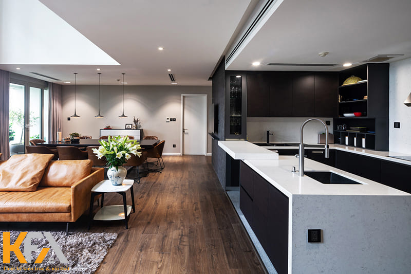 Đặc trưng của phong cách này nằm ở việc phòng khách và phòng bếp được nối thông nhau