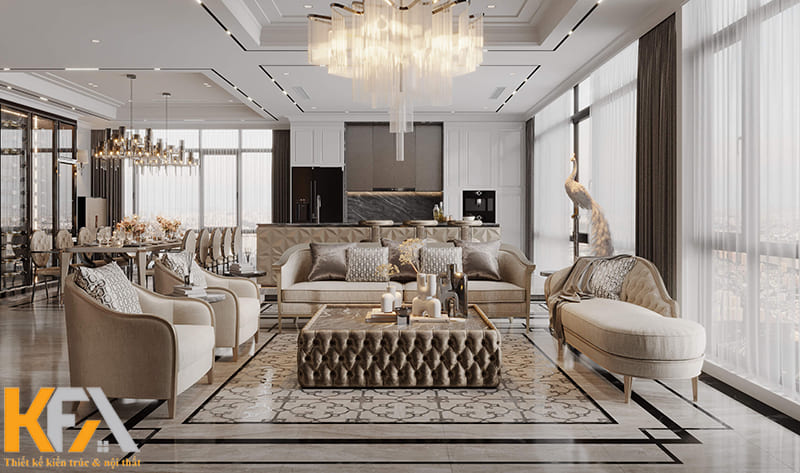 Không chỉ phòng khách, phòng bếp cũng được đầu tư rất chỉnh chu