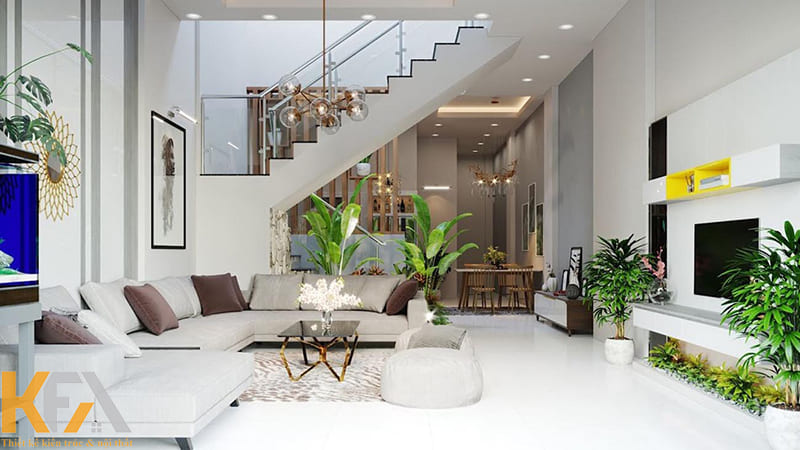 Tận dụng cầu thang để phân cách không gian được coi là cách làm tự nhiên và tinh tế nhất