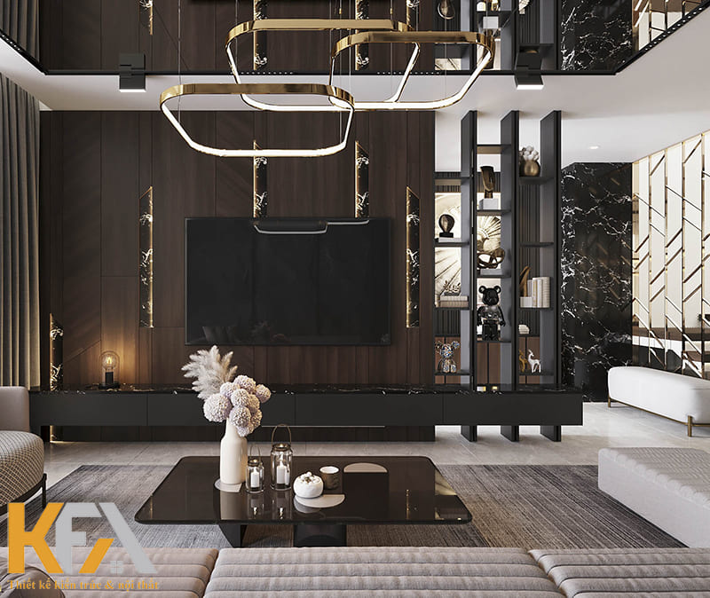 Sự hài hòa về màu sắc, chất liệu tạo nên một tổng thể không gian phòng khách đẹp đến nao lòng