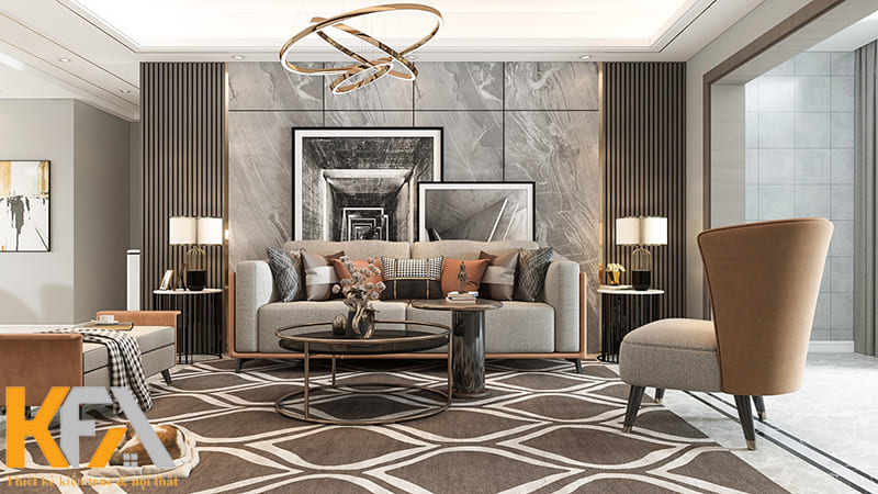 Sự bóng bẩy của nội thất kết hợp với các đường nét uyển chuyển