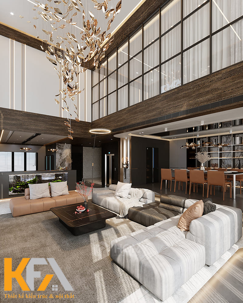 Không gian phòng khách không chỉ đẹp mà còn đảm bảo được tiện nghi