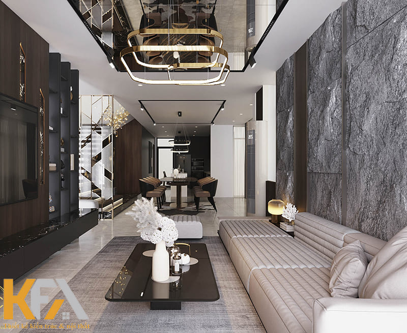 Thiết kế phòng khách luxury cho nhà phố hiện đại