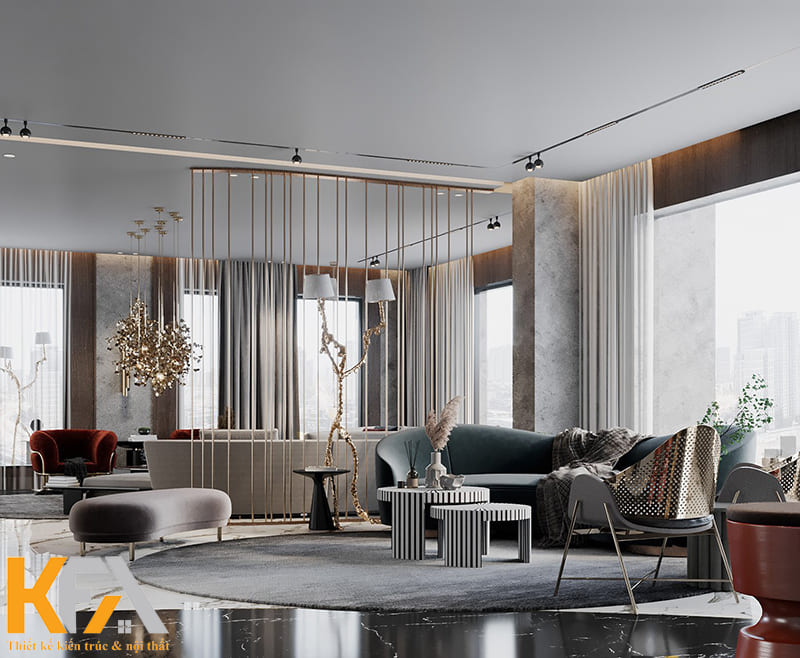 Mẫu phòng khách biệt thự Luxury cao cấp tại Hà Nội