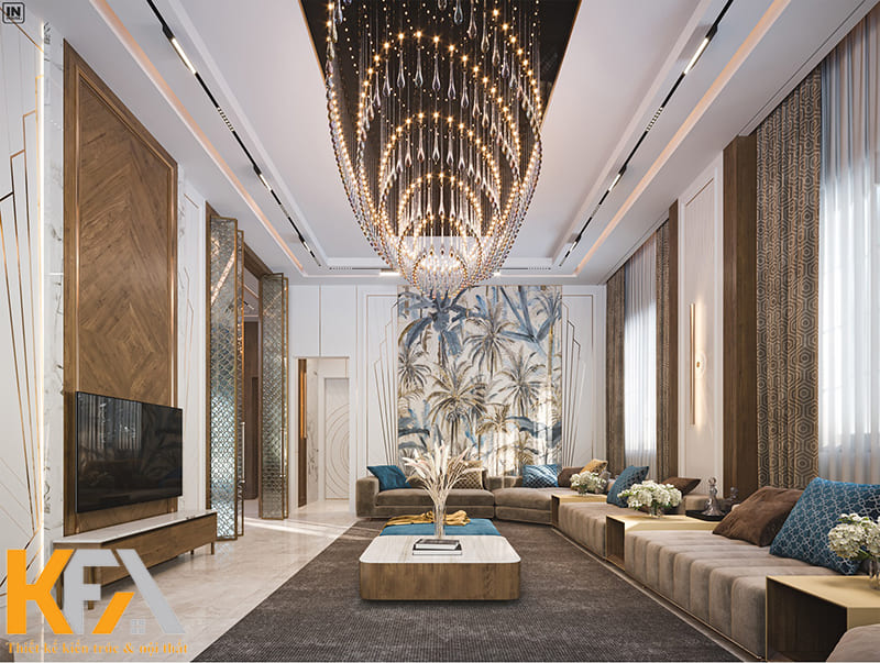 Mẫu phòng khách luxury nguy nga, tráng lệ nhưng không kém phần hiện đại