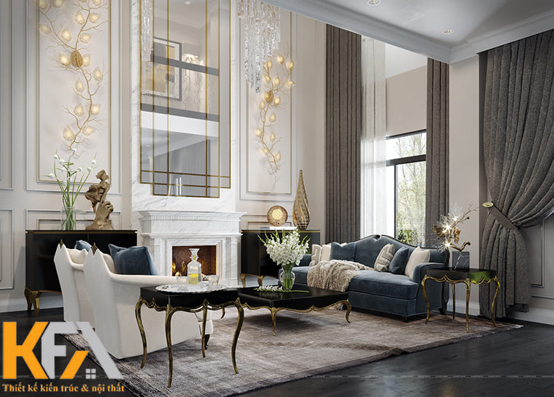 Không gian phòng khách mang vẻ đẹp vừa hiện đại như không gian sống của vua chú thời xưa
