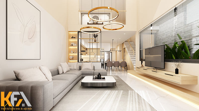 Mẫu nhà ống thông tầng phòng khách hiện đại, đẹp nhất theo xu hướng
