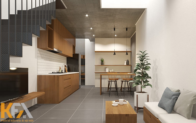 Bố cục đơn giản kết hợp với thiết kế không gian mở mang đến sự thông thoáng cho căn nhà