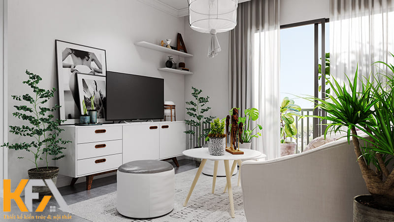 Phòng khách hòa hợp cùng thiên nhiên tươi mới