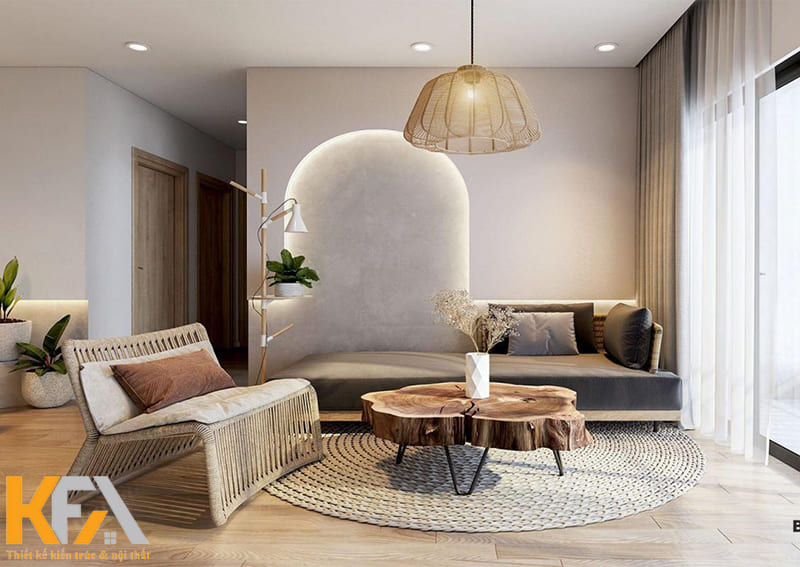 Màu sắc nhẹ nhàng mang lại cảm giác thư giãn, thông thoáng hơn cho phòng khách nhỏ