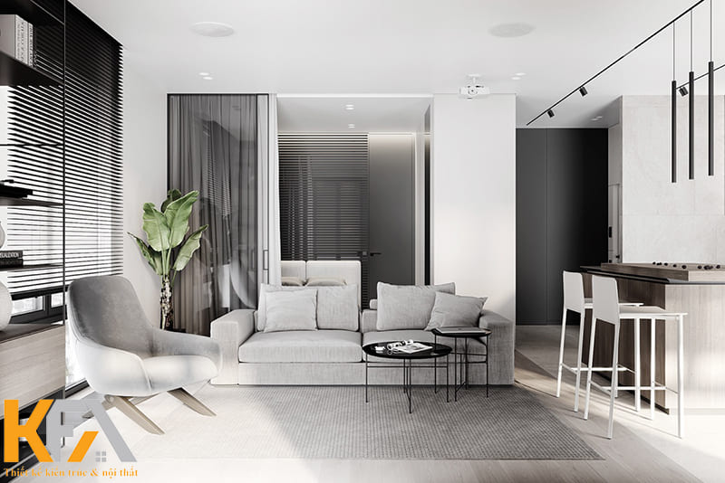 Sử dụng những gam mùa đối lập để tạo nên sự cuốn hút cho phòng khách nhỏ