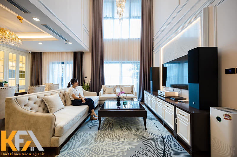 Mẫu thiết kế căn hộ thông tầng phong cách tân cổ điển sang trọng
