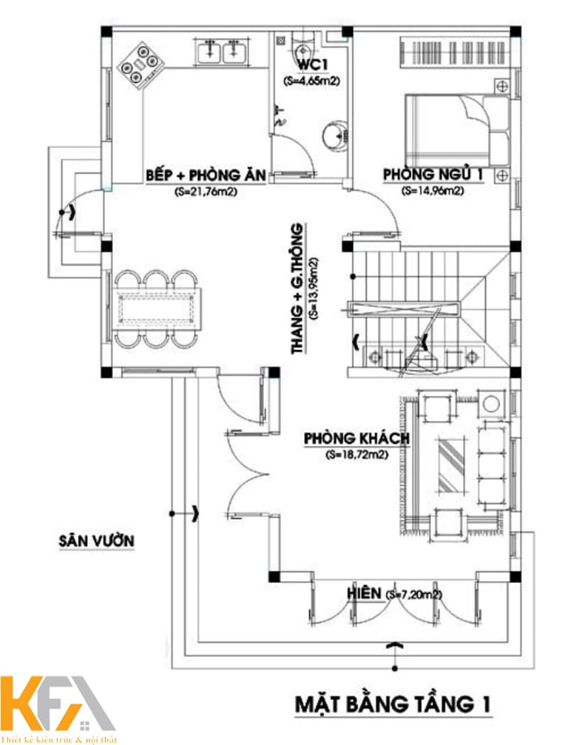 Bản vẽ thiết kế tầng 1