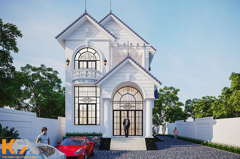 Những mẫu nhà 2 tầng phong cách tân cổ điển thường được sơn màu trắng toàn bộ